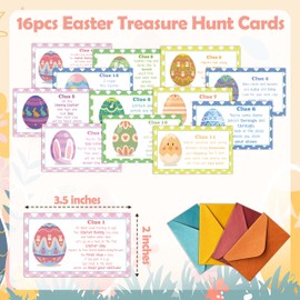 wenhihsiy Easter Scavenger Hunt Games, Easter Treasure Hunt Clues Game Cards, Easter Party Games for Family Friend Groups, Easter Party Decorations Supplies Favors，01