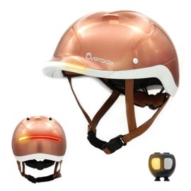 Overade Life Helmet for Bikes and e-Scooters, with Powerful Front/Rear Lighting - Flashing Function - One Size fits All (Copper Shine)
