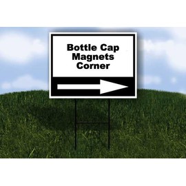 Bottle Cap Magnets Corner Black White Right Arrow Single Sided 18x24 in Yard Road Sign w/Stand