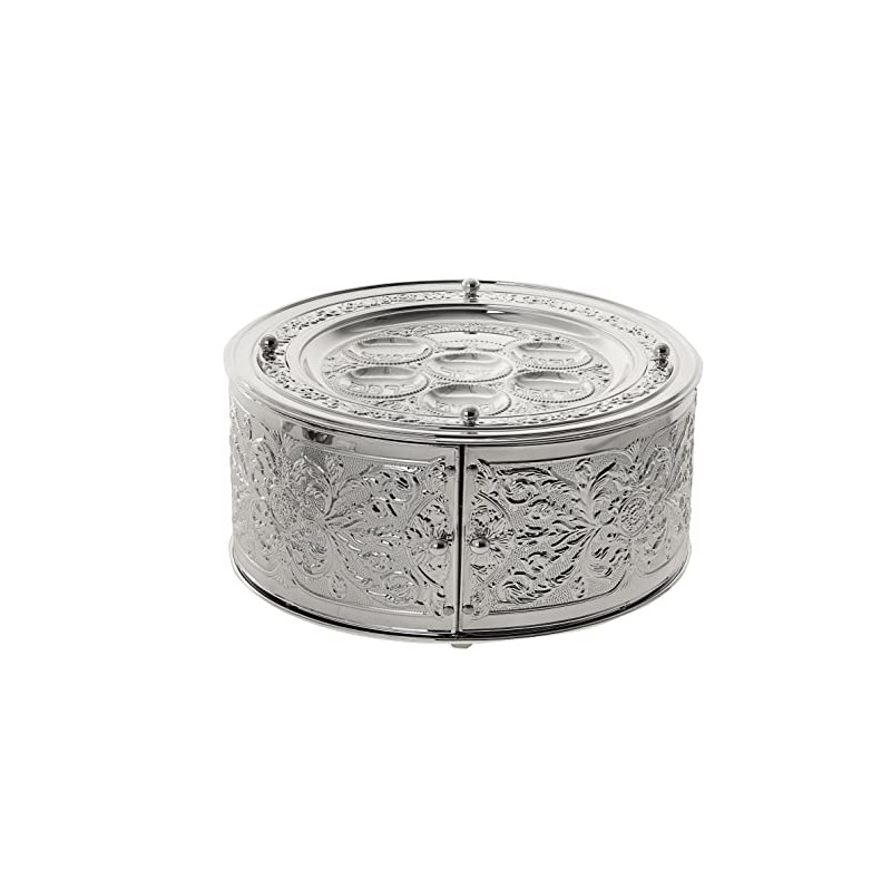 Round Silver Plated Three Tiered Seder Plate