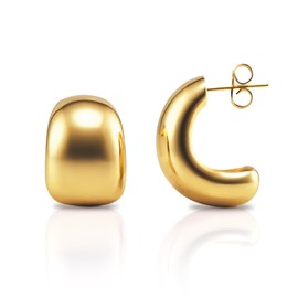 Geedow Chunky Hoop Earrings for Women - 18K Gold Plated Big Thick Earring Trendy Stud Set Fashion Gifts Formal Wedding Party Birthday Decoration