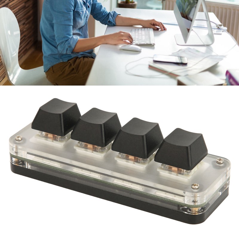 Programmable Keypad USB 4 Keys Mini Portable Mechanical Keyboard HID