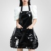 MIKI WELL Glossy Cute Ruffled Apron, Lace-Up Model with Two
