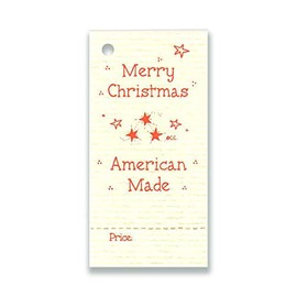 100 Merry Christmas ~ American Made Price Tags & 100 Cut Strings for Crafts & Gifts. 1-1/4"x2-3/4" Personalize & Price Your Merchandise. Christmas Tags. Holiday Tags.
