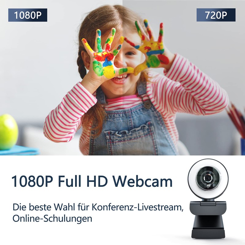 VITADE 960A Pro Webcam with Light, Streaming Cam with Microphone,