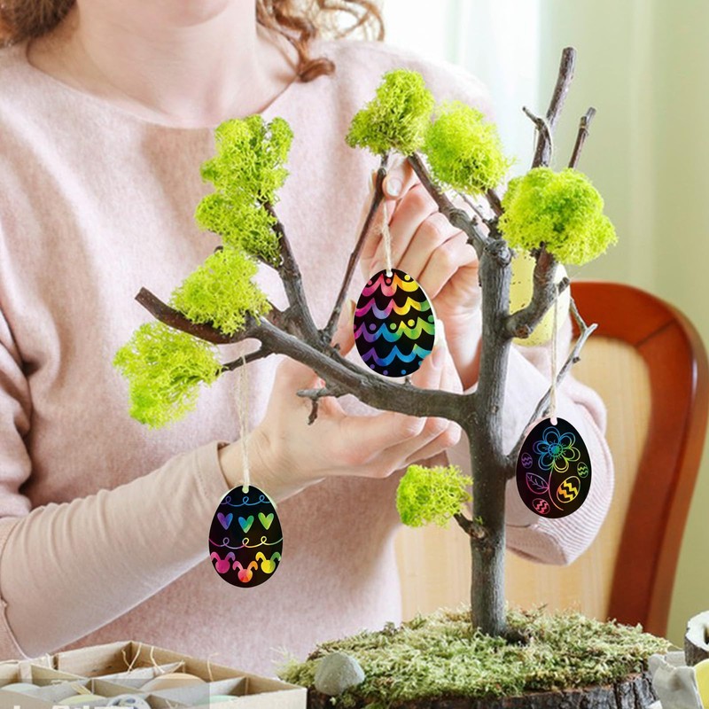 AUXHCYL 30Pcs Easter Scratch Art, Egg Decorations Papers,Easter Crafts for