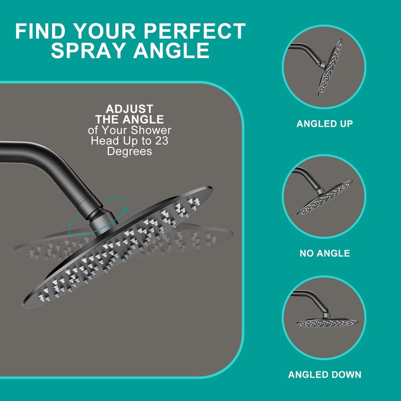 AULEEND 8 Inch Round Rain Shower head, High Flow Stainless