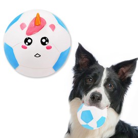 Guiwawa Latex Squeaky Dog Soccer Ball Toys, 3.7" Dog Football Ball for Small Medium Large Dogs, Vibrant Colors Soccer Chew Fetch Throw Ball (Blue‌)