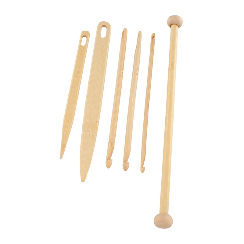 6Pcs Wood Hand Loom Stick Set Wood Weaving Crochet Needle