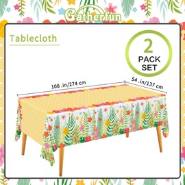 Gatherfun Hawaiian Luau Party Supplies Set - Includes 2 Aloha-Themed Disposable Plastic Tablecloths,Tropical Party Decorations for BBQs, Tropical Parties, 54 x 108 Inch