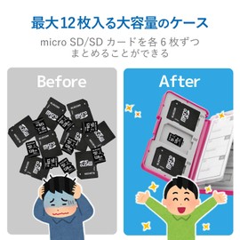 エレコム メモリカードケース SD ケース プラスチック SD6枚 + microSD6枚収納 ピンク CMC-SDCPP12PN