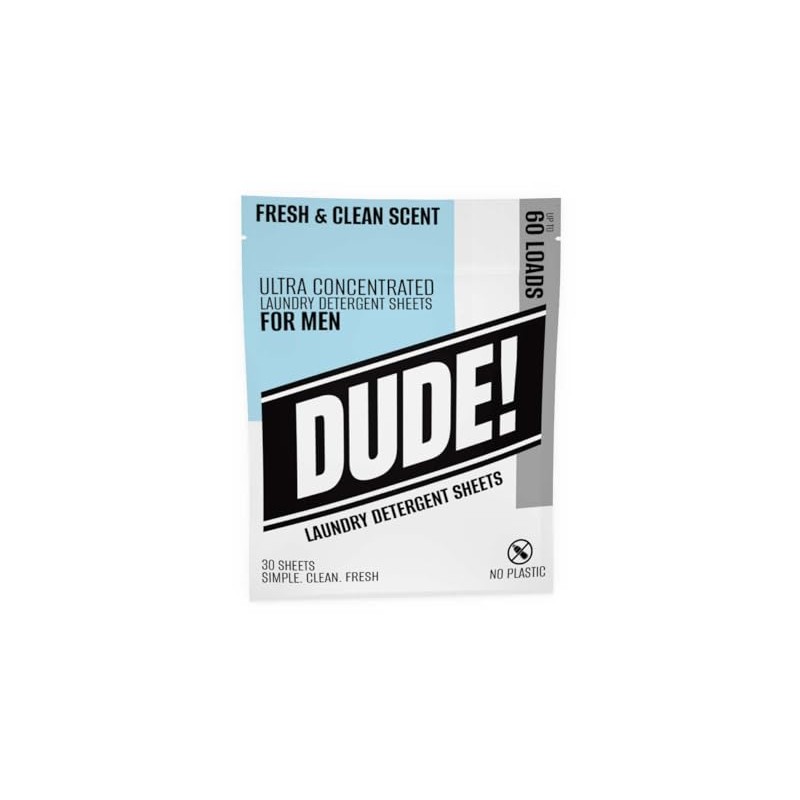 Dude Detergent Laundry Sheets, Fresh & Clean Scent, 30 Sheets