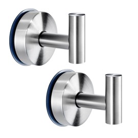 JOMOLA Suction Cup Hooks for Shower Wall Stainless Steel Vacuum Suction Hook Heavy Duty Bathroom Suction Towel Holder for Inside Shower Coat Hooks Wall Hanger for Door Glass Kitchen Brushed 2Pcs