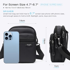 SPAHER Small Man Oxford Belt Bag Mens Shoulder Phone Bag Waterproof Crossbody Bumbags Outdoor Sports Waist Pack Black