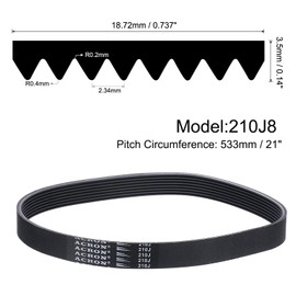 QUARKZMAN V-Ribbed Belt 210J 8 Teeth PJ Drive Belt EPDM Rubber Poly Drive Motor Belt Belt V-Ribbed Belt for Household Appliance Vehicle Maintenance Agricultural Machinery Industrial Equipment