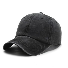 EOMECUIGAO Men's Cap, Deep Hat, Men's Large Size, Cotton Washed, Baseball Cap, Adjustable, Running Cap, Unisex, Black