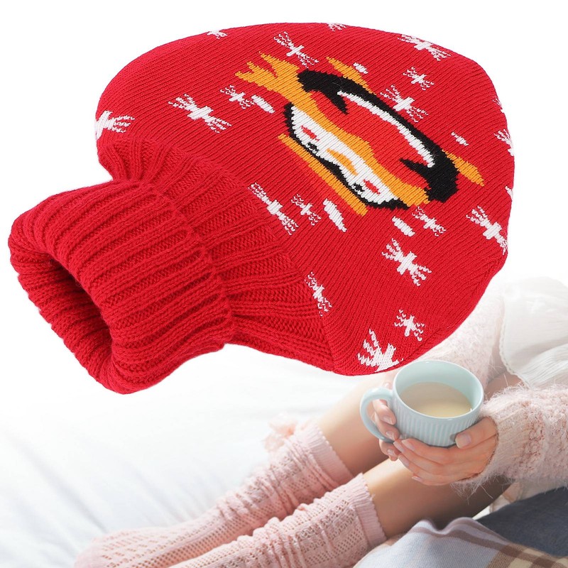 Hot Water Bottle Rubber Leakproof Relieve Pain Cute Knit Cover