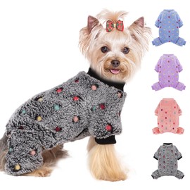 Dog Pajamas Small Sized Boy Sweater Girl, Cotton Stretchable Pet Jammies Puppy Outfits for Dogs Female Male, Winter Doggie Pjs Clothes (Grey, XS)