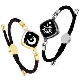 Long Distance Touch Bracelets,Vibration & Light up Couples Remote Smart Matching Bracelet for Couples Long Distance Relationship Girlfriend Boyfriend Xmas Gifts Bracelet Men Women Jewelry Set