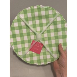 Isaac Mizrahi Green Gingham 11” Melamine Dinner Plates Set Of 4  NEW