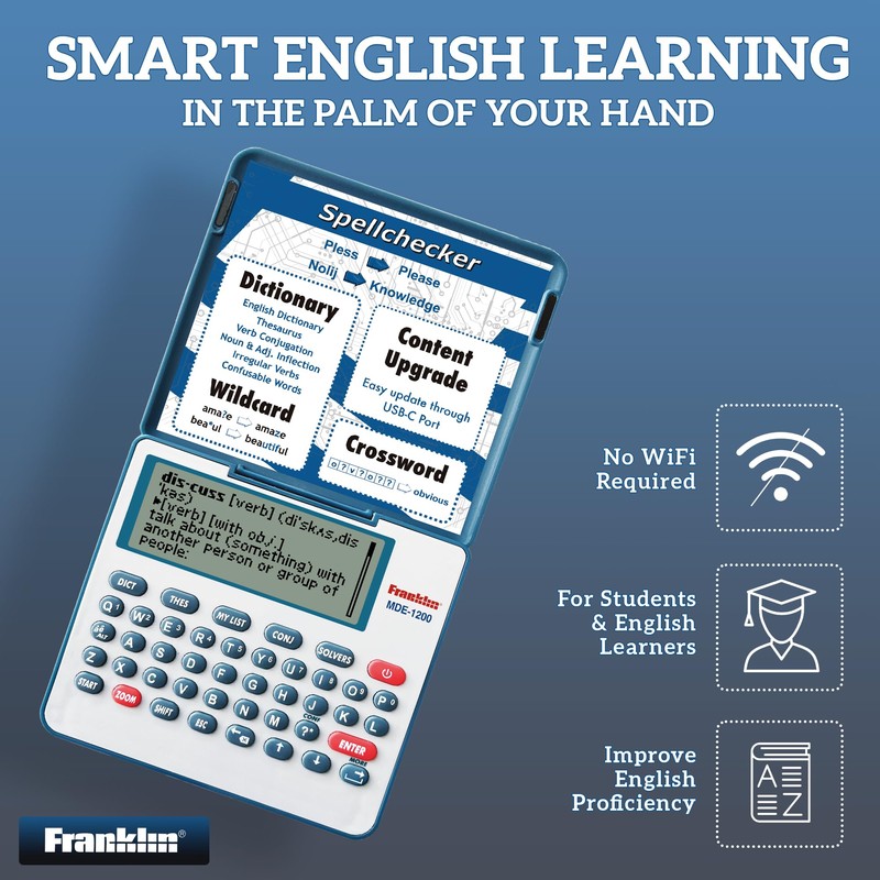Franklin MDE-1200 Electronic Dictionary and Thesaurus – English Dictionary, Synonyms,