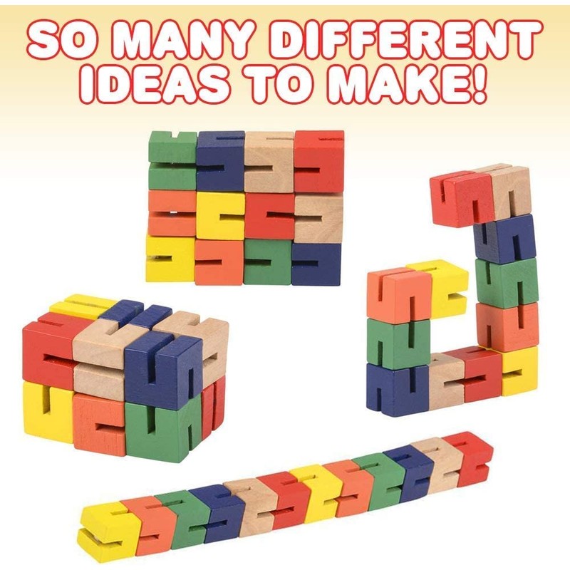 Wooden Twist Cubes, Colorful Mind Game, Stretch, Twist, and Lock