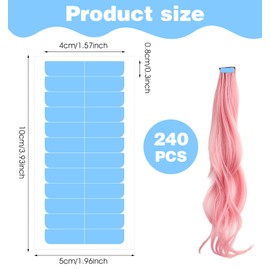 ValueBargain 240 Pcs Tapes for Tape in Extensions, Hair Extensions Tape Double Sided, Invisible Waterproof Adhesive for Wigs & Toupees, Replacement Strips for Lace Front Wigs (Blue)