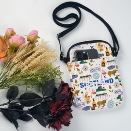 UJIMS Scotland Souvenir Gift Scotland Trip Crossbody Bag Edinburgh Gift Scotland Landmarks Gifts Thistle Flower Lover Gifts (ScotlandCBag)