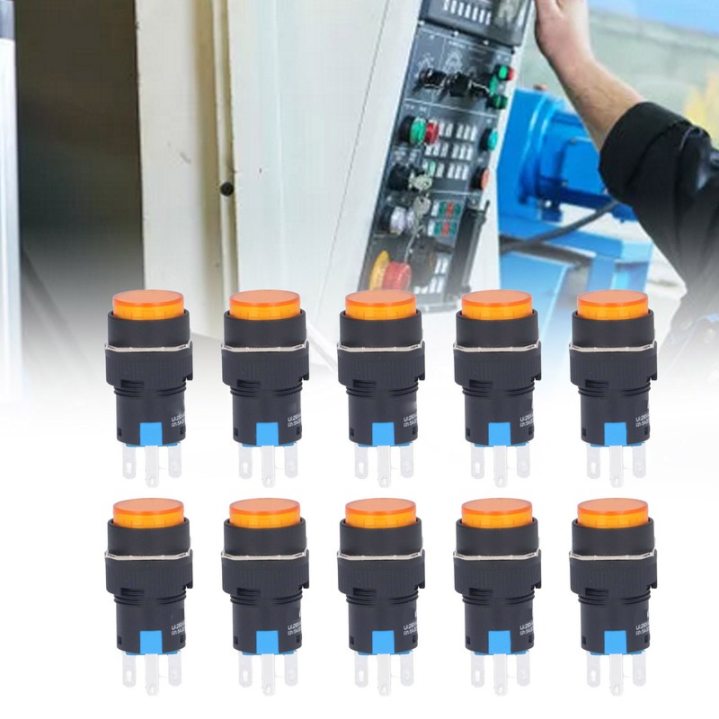25Pcs Momentary Push Button Switch Self Locking 8 Pin Round