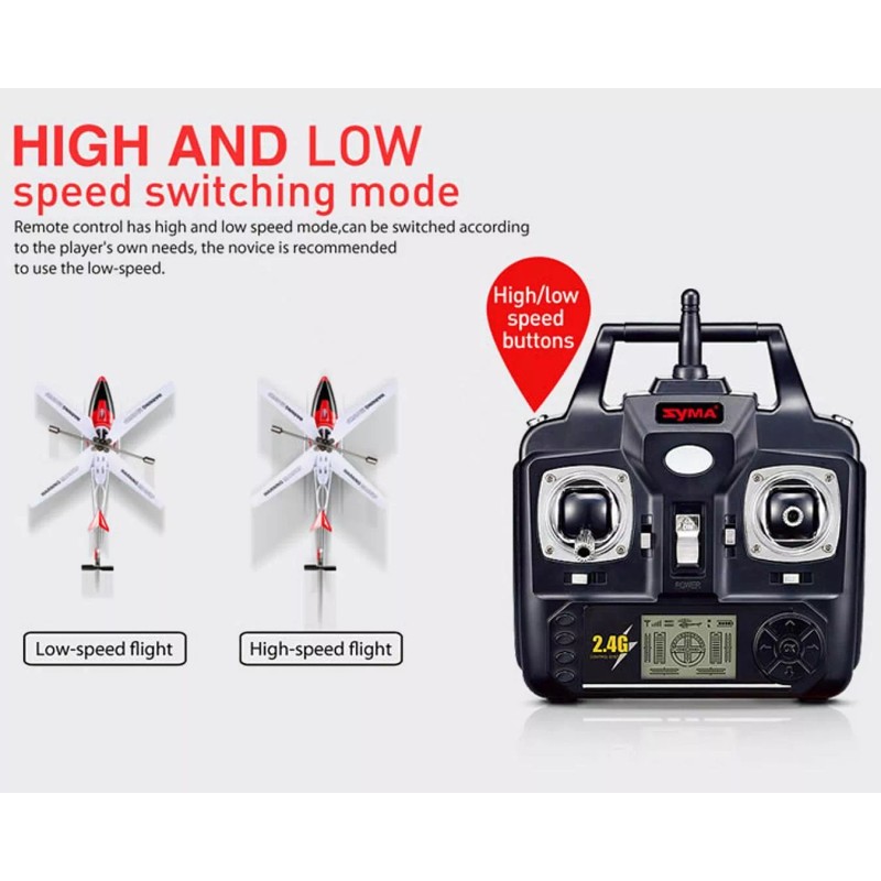 Syma Raptor Alloy Medium RC Helicopter Dual Speed 2.4G Gyro