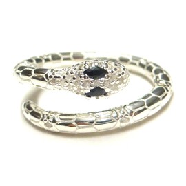 Ring Silber Damen, Schlangenring mit Zirkonia Steinen, Größe 56-17,8 größenvariabel, Sterlingsilber