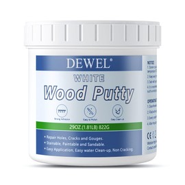 DEWEL Wood Putty, 29 Ounce White, High-Capacity Wood Filler Paintable, Stainable, Sandable, Non-Toxic, Waterproof, Furniture Repair Kit