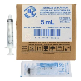 DL  100 Jeringas De Plástico Capacidad 5 Ml Sin Aguja