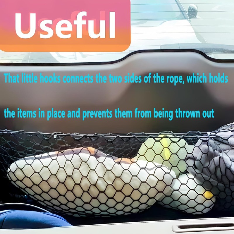 Car Rear Cargo Net, Adjustable Elastic Storage Organizer Net, Trunk