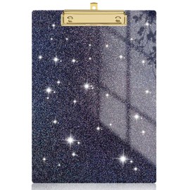 Rimilak Acrylic Glitter Clipboards, Sparkly Board with Low Profile Gold Clip, Designed for Classroom School and Office Use, A4 Letter Size 9 x 12.5 in, Black