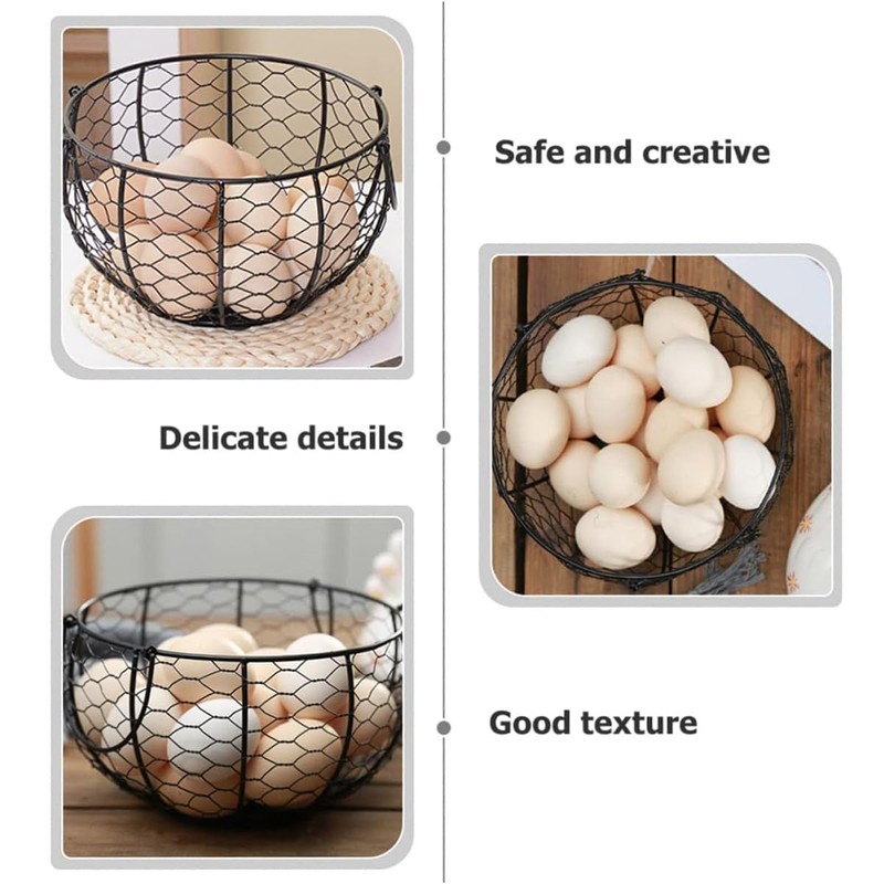 AIMALL Egg Basket, 7.87x4.72 Inch Metal Wire Fruit and Vegetable