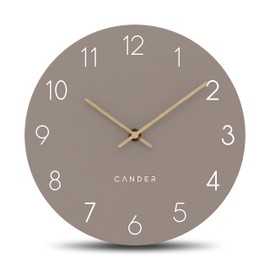Cander Berlin MNU 2625 P Wall Clock Silent No Ticking 25 cm Analogue Kitchen Living Room Modern Vintage Warm Grey MDF