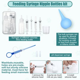 Newtay 62 Pcs Puppy Kitten Whelping Kit Include 4 Puppy Feeding Tube, 6 Charts, 15 Whelping Collars 15 Cord Clamps 15 Pee Pads Bulb Aspirator Syringe Bottle Scissors Stethoscope Bag Digital Pet Scale