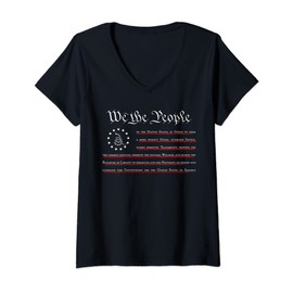 Womens WE THE PEOPLE Constitution 4th of July, Gadsden Flag V-Neck T-Shirt