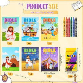 Gilprop 60 Sets Easter Bible Coloring Books Bulk with Crayon Jesus Religious Activity Books Bulk Mini Christian Coloring Booklet Bible Party Favor Gift for Sunday School DIY Reward Goodies Bag Filler