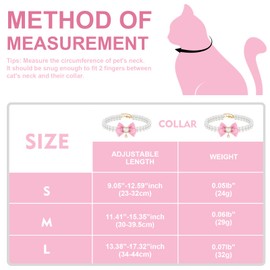 HOWWFALY Dog Pearl Collar and Cat Princess Bow Collars Gold Chain Necklace Stainless Steel Adjustable Cute Pet Heart Shape Pendant Collar for Small Medium Pets Cats Dogs Kitten Puppy