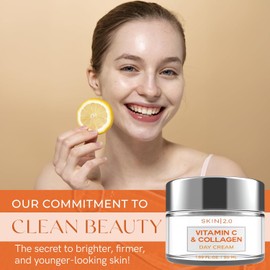 Skin 2.0- Hidratante Facial Diario con Vitamina C y Colágeno: Probado por Dermatólogos, Reafirma y Aclara la Piel.