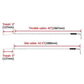 Mofun Extended Length 42" Throttle Cable and Idle Cable Kit Stainless Steel Compatible with Harley Sportster XL 883 1200 Dyna Softail Chrome