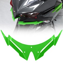 XIDAODIT for Kawasaki Ninja 500 Z500 Ninja500 Motorcycle Front Fairing Winglet Aerodynamic Spoiler Beak Nose Cone Extension Fixed Wing Kit(Green)