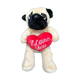 Beyond Happy 'I Love You' Cuddly Plush Pug Toy - Luxury Valentines Romantic Pug Dog Teddy Toy