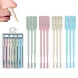 Calefow 12Pcs Nose Hair Trimmer，2-in-1 Nasal Hair Cutter，Upgraded Manual 360° Rotating Nostril Hair Removal Tool Double Sided Nose Hair Blade for Women Men Personal Cleaning