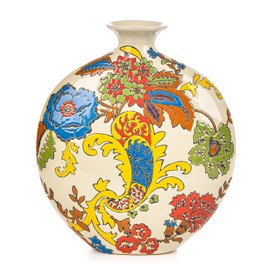 Sungmor High-Class Enamel Painted Porcelain Vase, Traditional Hand-Carved Overglaze Color Ceramic Vase for Fresh Flowers Dried Plants Arrangement, Decorative Vase for Centerpieces, Shelf, Living Room