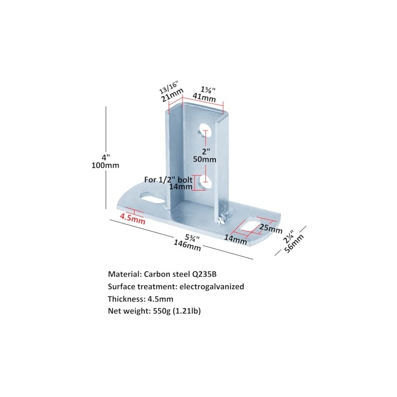 heneng 4 Pcs Shallow Strut Post Base for 13/16" Single