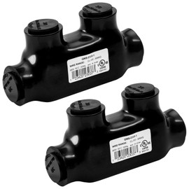 Heschen 2 Pcs Insulated Multi-Tap Connectors, 3/0-6AWG, 2 Port, Rated Up to 600V, Dual Sided Entry Cable Splicers, Electrical Power Wire Terminal Connectors, QMS-D3/0-1