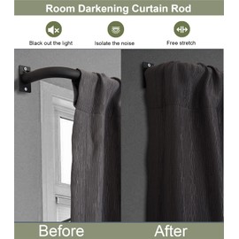 Vimayta Curtain Rods for Windows 48 to 84 Inches 2 pack, 1 Inch Diameter Metal Wrap Around Window Curtain Rod with Brackets, Matte Black